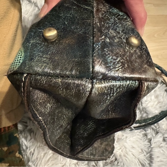 Patricia Nash tote teal/brown/gold 13 1/2 x 12 1/2 x 5 fuchsia/pink inter - Picture 11 of 11